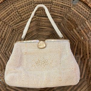 Vintage Walborg white beaded purse